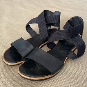 Sorel Ella Black Leather Sandals Size 8